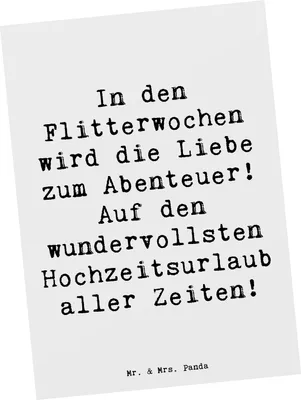 Produktbild von Mr. & Mrs. Panda Postkarte Spruch Flitterwochen Abenteuer - Weiß - Geschenk, Ansichtskarte, unvergesslich, romantische Zeit, Ansichtskarten, Heiraten, Hochzeitsfeier