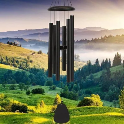 Immagine prodotto di Gong da esterno dal suono profondo, ideale per il giardino e la terrazza (81 cm, nero).