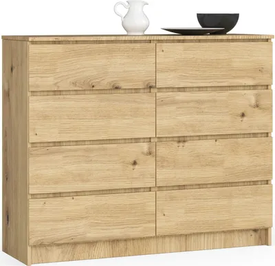 Zdjęcie produktu dla Komoda AKORD K120 Dąb Artisan 120 cm 8 szuflad kolor Dąb Artisan mat 120x40x99 cm