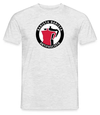 Produktbild von Spreadshirt Barista Barista Antifascista Männer T-Shirt, M, Grau meliert