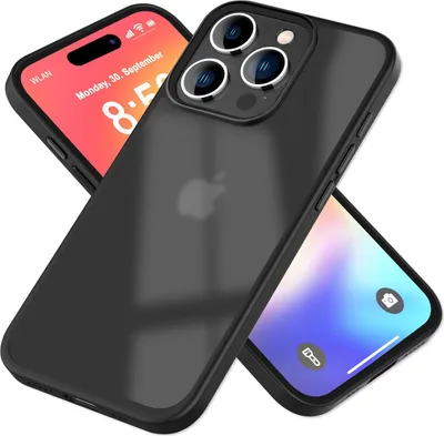 Produktbild von NALIA Matte Handyhülle für iPhone 16 Pro Max – Stoßfester TPU-Rand & Semi-Transparent – FUZION (Anti-Fingerprint Case) – Marke aus Berlin – Schwarz