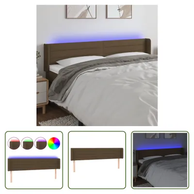 Produktbild von The Living Store LED Kopfteil Dunkelbraun 183x16x78/88 cm Stoff