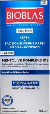 Produktbild von Bioblas Men Shampoo gegen Haarausfall & Schuppen – Mit Menthol & Thermalwasser