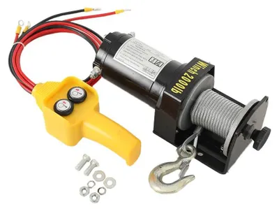 Produktbild von Elektrische Anhängerwinde - 24V Seilwinde - Zugkraft 900 kg - Stahlseil - Kupferkernmotor - Für Abschleppen und Bergung
