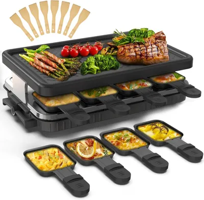 Raclette-Grill für 8 Pers., 1300 W, 8 Pannetjes, antihaftbeschichtet