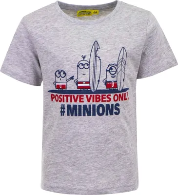 Produktbild von Minions Kinder T-Shirt 100 % Baumwolle mit ikonischem Print Grau 4 Jahre