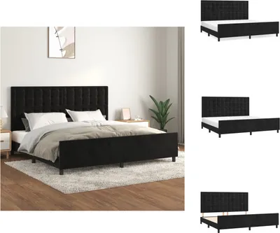 Produktbild von vidaXL Bettgestell mit Kopfteil Schwarz 200x200 cm Samt - Betten & Bettgestelle
