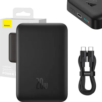 Produktbild von Baseus Magnetic Powerbank, MagSafe, USB-C, 10.000mAh, 20W, schwarz