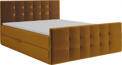 Produktbild von KEF Boxspringbett Polsterbett Paris Bett mit Matratze und Topper Doppelbett mit Bettkasten Bonell Matratze H3 180x200 cm Senf Tiffany