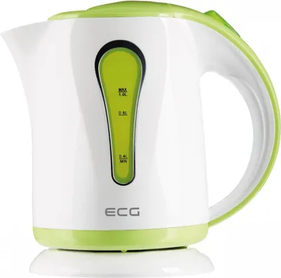 Produktbild von ECG green RK 1022 Elektrischer Wasserkocher, Beleuchtete Wasserstandanzeige, Hochwertiges Kunststoffdesign-BPA FREI, 1,0 l Inhalt, 900-1100 W, Plastik, 1 Liter, Grün-weiß
