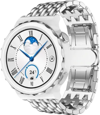 Produktbild von Strap-it Huawei Watch GT 3 Pro 43mm Stahl Drachenarmband (Silber)