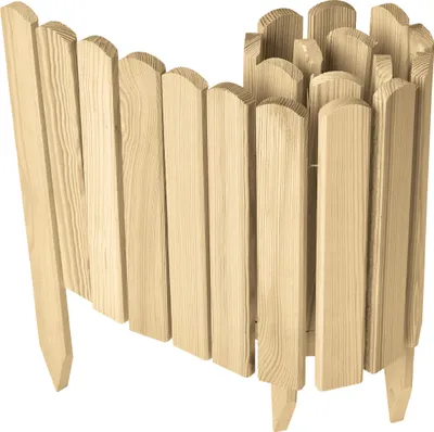 Produktbild von Garronda Beeteinfassung Holz Rollzaun Gartenzaun imprägniert Flexibler Rollborder Rasenkante  Länge: 100 cm (Natural, Höhe: 30 cm)