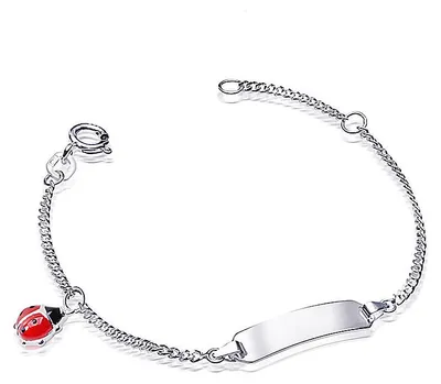 Produktbild von MATERIA by Matthias Kinder Armband mit Gravur Marienkäfer 925 Silber Schmuck Armkette Glück Emaille rot 12-14cm SA-61