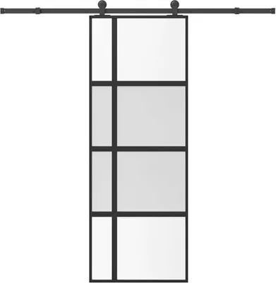 Obrázek produktu pro Posuvné dveře s kováním 76x205 cm tvrzeného sklo a hliník