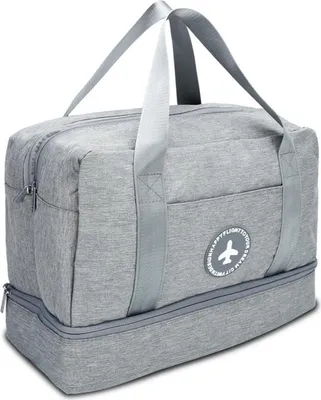 Image de Intirilife Sac de voyage imperméable GRIS - 40 x 17 x 30 cm -Sac textile spacieux en tissu Oxford résistant à l'eau- Sac pour bagages à main, sac de sport et de fitness pour la gym, les excursions, les vacances, les voyages