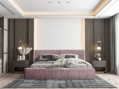 Produktbild von Polsterbett Doppelbett LEXIE 180x200cm in Stoff Riviera Rosa