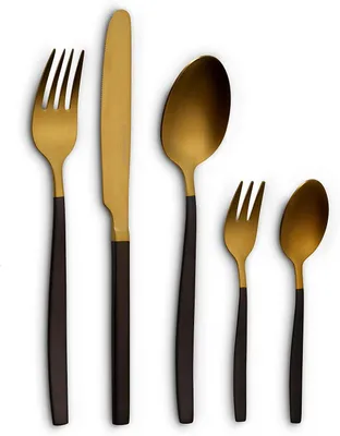 Produktbild von ECHTWERK Tafelbesteck Positano Due  20tlg für 4 Personen Messer aus Klingenstahl, Farbe:Gold-Schwarz