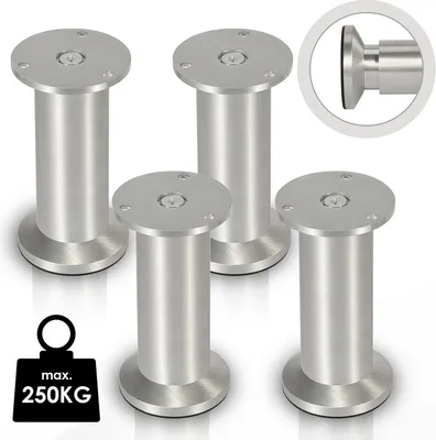 Obrázek produktu pro Jiubiaz 4x nábytkové nohy Nábytkové nohy Hliníkové nohy Průměr 40 mm Výška 180 mm Černá Nastavitelná výška