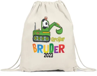 Produktbild von Großer Bruder 2023 Beutel Panda Bagger Motiv Geschenk Ankündigung Babynews Turnbeutel Gymsack
