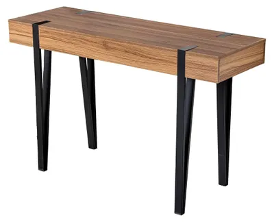 Produktbild von Konsolentisch aus Metall und Holz, Schwarz und Natur, 120 x 50 x 75 cm