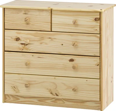 Produktbild von Möbilia Kommode | 5 Schubladen | Kiefer-Holz massiv | B 81 x T 35 x H 75 cm | natur-lackiert | 19020004 | Serie KOMMODE