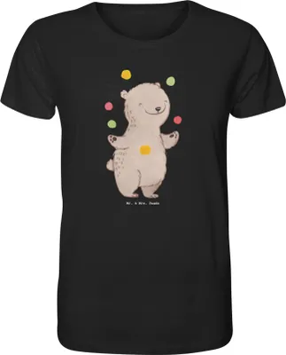 Produktbild von Mr. & Mrs. Panda Tshirt Bär Jonglieren Größe L - Schwarz - Geschenk, Zirkus, Baumwoll-T-Shirt, T-Shirt, Bio-T-Shirt, Jongleur, Shirt, Artistik, Herren-T-Shirt