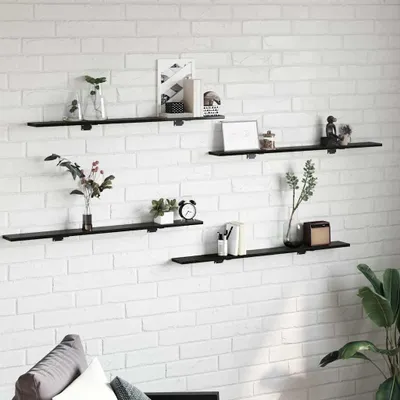Zdjęcie produktu dla Maison Exclusive - Półka 4 szt. Czarna 100 x 10 x 1,5 cm Materiał drewnopochodny