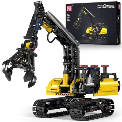 Produktbild von Mould King 17077 Technik Klemmbausteine Kran mit Holzgreifer, 866 Teile – Yellow1