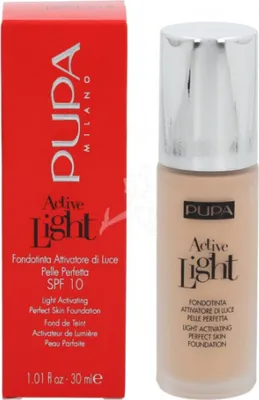 Immagine prodotto di Pupa Milano Active Light Foundation SPF10 Base viso oil-free 010 Porcelain, 30 ml