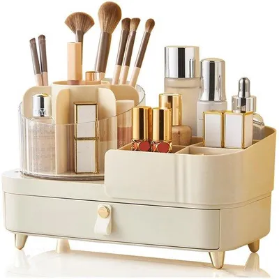 Produktbild von Unyqoos® 360° drehbarer Kosmetik-Organizer mit Schubladen – geräumige Make-up-Aufbewahrung für Bad, Schlafzimmer & Schminktisch