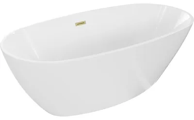 Obrázek produktu pro Mexen Eris volně stojící vana 155 x 80 cm, bílá, přepad zlatý kartáčovaný - 53441558000-55