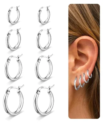 Immagine prodotto di Set di 4 piccoli orecchini a cerchio in argento 925 per donna