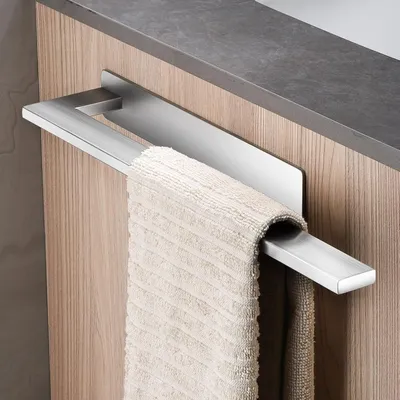 Produktbild von Handtuchhalter, Wandmontage Hantuchhalterung aus Edelstahl, Handtuchstange Selbstklebend für Bad und Küche, Gebürstet, Silber