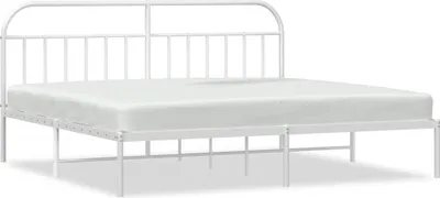 Produktbild von vidaXL Bettgestell mit Kopfteil Metall Weiß 193x203 cm