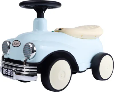 Produktbild von Buxibo Retro Laufauto | Laufwagen für Jungen & Mädchen | 1-3 Jahre | Sicher | Fördert Motorische Fähigkeiten | Blau - 58x29x38cm