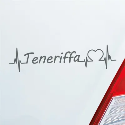 Produktbild von Auto Aufkleber Teneriffa Puls Herzschlag mit Insel Motiv 19x5 cm Grau Sticker Heckscheibenaufkleber
