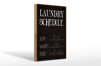 Produktbild von Holzschild Spruch 20x30cm laundry schedule sort tody wash