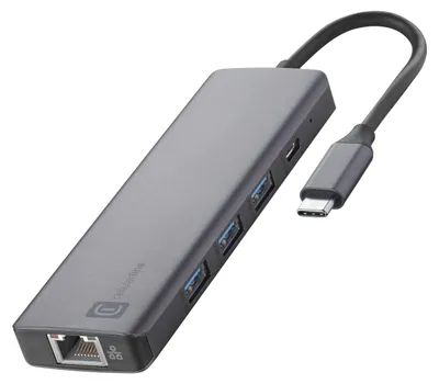 Produktbild von Cellularline Hub Pro, USB Typ-C, HDMI, RJ-45, USB 3.2 Gen 1 (3.1 Gen 1) Type-A, USB 3.2 Gen 1 (3.1 Gen 1) Type-C, MicroSD (TransFlash), SD, 5000 Mbit/s, 60 Hz, 3840 x 2160 Pixel