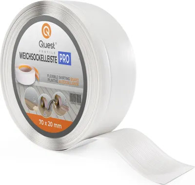 Produktbild von QUEST Mäkká soklová lišta, Pružná soklová lišta, Rohová soklová lišta, PVC 70x20mm, biela, 1m