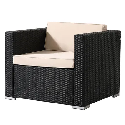 Produktbild von AREBOS Poly-Rattan Gartenlounge Sessel Schwarz | Inkl. Sitz- & Rückenkissen, Wetterfest