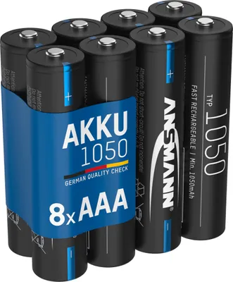 Produktbild von ANSMANN Akku Micro AAA 1050 mAh 1,2V Ni-MH, 8 Stück