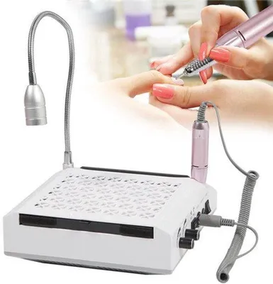 Image de Machine multifonction 4-en-1 pour manucure et pédicure, avec éclairage LED et système d'aspiration des poussières, idéale pour une utilisation à domicile ou en salon