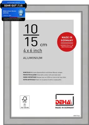 Produktbild von DEHA Design Aluminium Portraitrahmen, Bilderrahmen Boston, 10x15 cm, Silber Matt