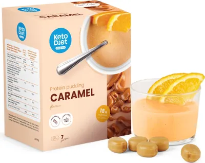 Produktbild von Eiweißpudding – Karamell mit hohem Protein- und Ballaststoffgehalt (7 Portionen)