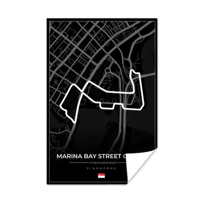 Produktbild von MuchoWow® Poster Rennsport - Sport - Rennstrecke - Singapur - Marina Bay Street Circuit - Schwarz 40x60 cm - Plakate für die Wand - Poster Babyzimmer