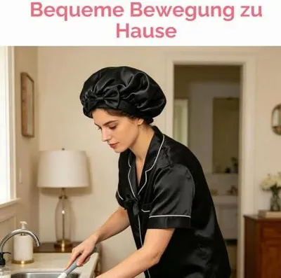 Produktbild von 2 Seidenhauben zum Schlafen für langes, kurzes und lockiges Haar, Satinhauben aus Polyester für die Nacht mit 4 Haargummis
