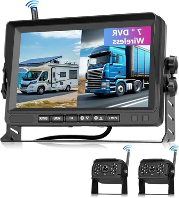 Obrázok produktu pre Bezdrôtová cúvacia kamera – 7-palcový IPS displej – Full HD 1080p s nočným videním a dvojitou kamerou