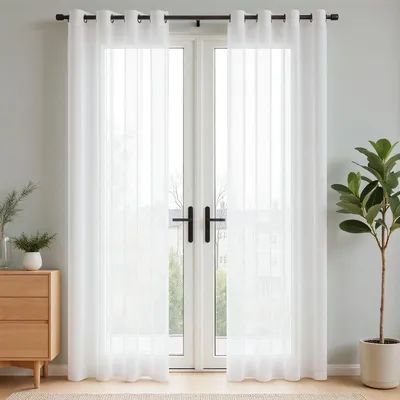 Obrázok produktu pre Závesy z voálu 225 x 140 cm, súprava 2 ks, biela, polyester, pre obývaciu izbu