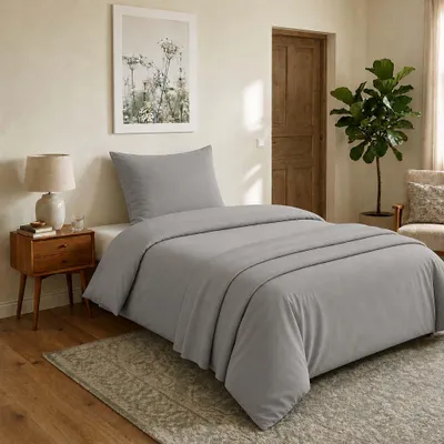 Produktbild von Renforce Bettwäsche 135 x 200 cm aus 100% Baumwolle mit Reißverschluss Grau