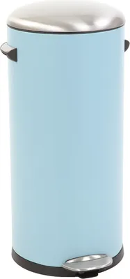 Produktbild von Retro Treteimer mit markanten Griffen und Kugelkappe | 30 Liter, HxØ 68,5x29,2cm | Kunststoff-Inneneimer | Hellblau